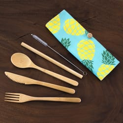 Totally Bamboo Pineapple Bamboo Travel Utensil Set