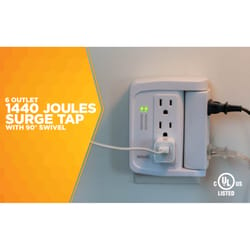 Woods Grounded 6 outlets Outlet Adapter Surge Protection 1 pk