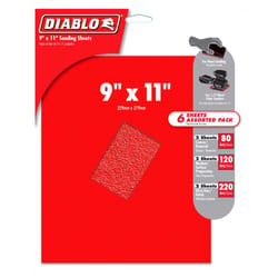 Diablo 9 in. L X 11 in. W Assorted Grit Aluminum Oxide Sanding Sheet 6 pk