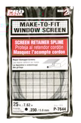Prime-Line 0.23 in. D X 25 in. L Screen Spline Prime-Line 0.23 in. D X 25 in. L Screen Spline