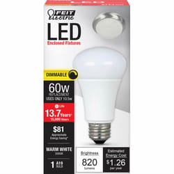 Feit LED Specialty A19 E26 (Medium) LED Bulb Warm White 60 Watt Equivalence 1 pk