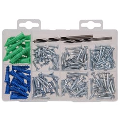 HILLMAN M1 Assorted X Assortment in. L Phillips Blue Coarse Wood Screw and Drill Kit 165 pk