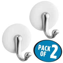 iDesign Affixx 2.3 in. H X 1.5 in. W X 2 in. L Chrome White Adhesive Hook