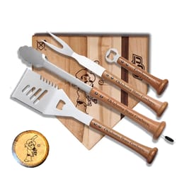 Baseball BBQ NCAA Stainless Steel Natural Grill Tool Set