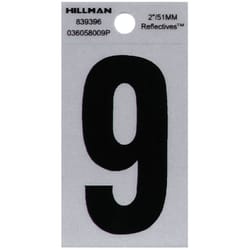 Hillman 2 in. Reflective Black Vinyl  Self-Adhesive Number 9 1 pc