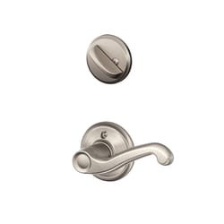 Schlage F Series Flair Satin Nickel Handleset 1-3/4 in.