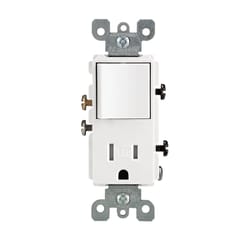 Leviton Decora 15 amps 125 V White Combination Switch/Outlet 5-15 R