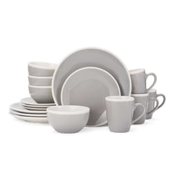 Mikasa Gourmet Basics Melanie Gray Stoneware Dinnerware Set 16 pc