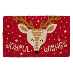 Entryways 18 in. W X 30 in. L Red Joyful Wishes Coir Door Mat