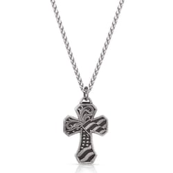 Montana Silversmiths Men's American Made Patriotic Cross Black/Silver Necklace One Size Fits Most