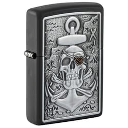 Zippo Black/Silver Skull Anchor Emblem Lighter 1 pk