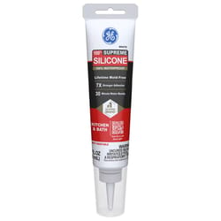 GE Supreme White Supreme Silicone Kitchen and Bath Caulk Sealant 2.8 oz