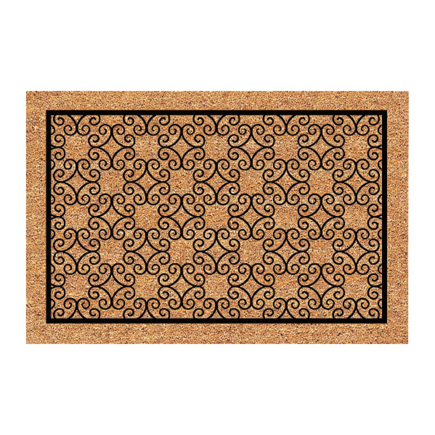 Americo Home Greek Key 24 In. x 36 In. Coir/Vinyl Half Round Door Mat -  Tahlequah Lumber