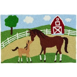 Jellybean 20 in. W X 30 in. L Multi-Color Mare and Foal on the Farm Polyester Accent Rug