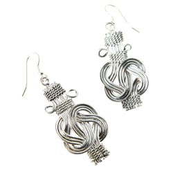 Matr Boomie Womens Buddha Knot Silver Earrings