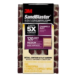 3M  SandBlaster  4-1/2 in. L x 2-1/2 in. W x 1 in.  120 Grit Medium  Flat Surface  Dust Channeling S 