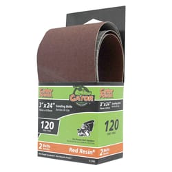 Gator 24 in. L X 3 in. W Aluminum Oxide Sanding Belt 120 Grit Fine 2 pc