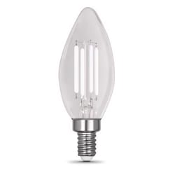 Feit White Filament B10 E12 (Candelabra) Filament LED Bulb Soft White 40 Watt Equivalence 2 pk