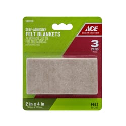 Ace Felt Self Adhesive Blanket Brown Rectangle 2 in. W X 4 in. L 3 pk