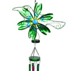 Exhart Multi-color Metal 41 in. Hummingbird Wind Chime