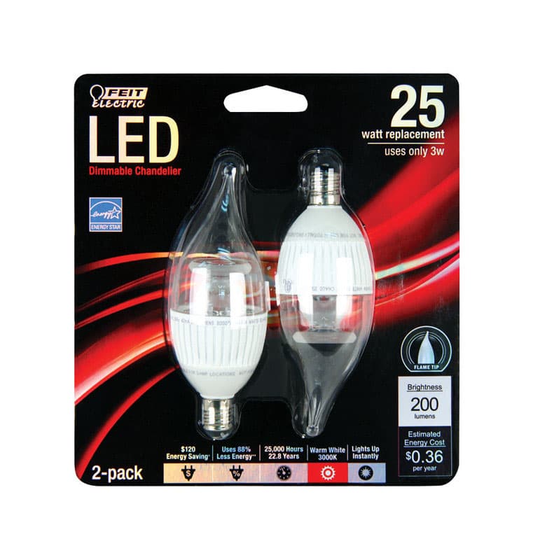 UPC 017801208382 product image for FEIT Electric C10 E12 (Candelabra) LED Bulb Soft White 25 Watt Equivalence 2 pk | upcitemdb.com