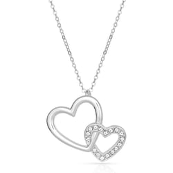 Montana Silversmiths Women's Double Heart Silver Necklace Water Resistant