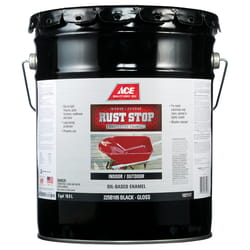 Ace Rust Stop Indoor and Outdoor Gloss Black Oil-Based Enamel Rust Preventative Paint 5 gal