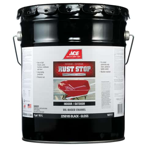 Ace Rust Stop Indoor and Outdoor Gloss Black Oil-Based Enamel Rust  Preventative Paint 5 gal