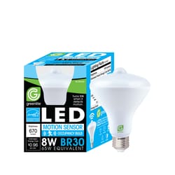 Greenlite BR30 E26 (Medium) LED Motion Activated Bulb Bright White 65 Watt Equivalence 1 pk