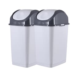 Superio Brand 18 L White Smoke Plastic Slim Swing Trash Can