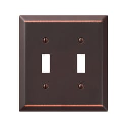 Amerelle Century Antique Bronze 2 gang Stamped Steel Toggle Wall Plate 1 pk