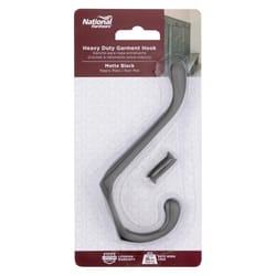 National Hardware Medium Matte Black Metal 3.30 in. L Heavy Duty Garment Hook 35 lb 1 pk