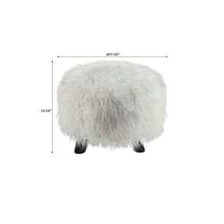 Linon Home Decor White Faux Fur Ottoman