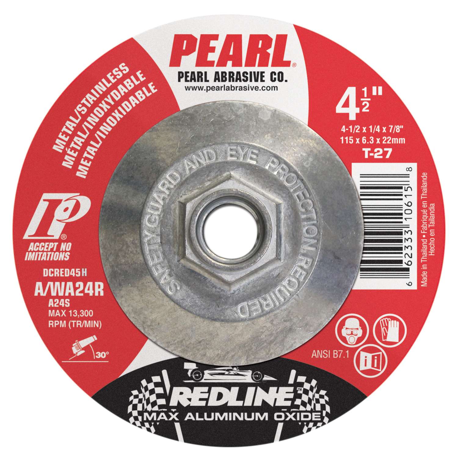 Pearl Abrasive Redline 41/2 in. D X 5/811 in. Grinding Wheel Ace