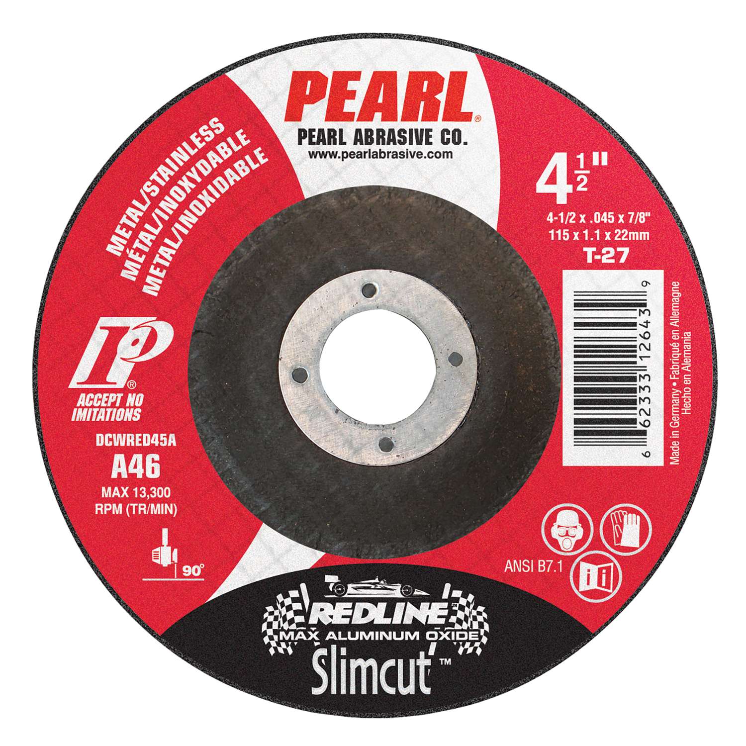 Pearl Abrasive Redline 41/2 in. D X 7/8 in. Aluminum Oxide CutOff