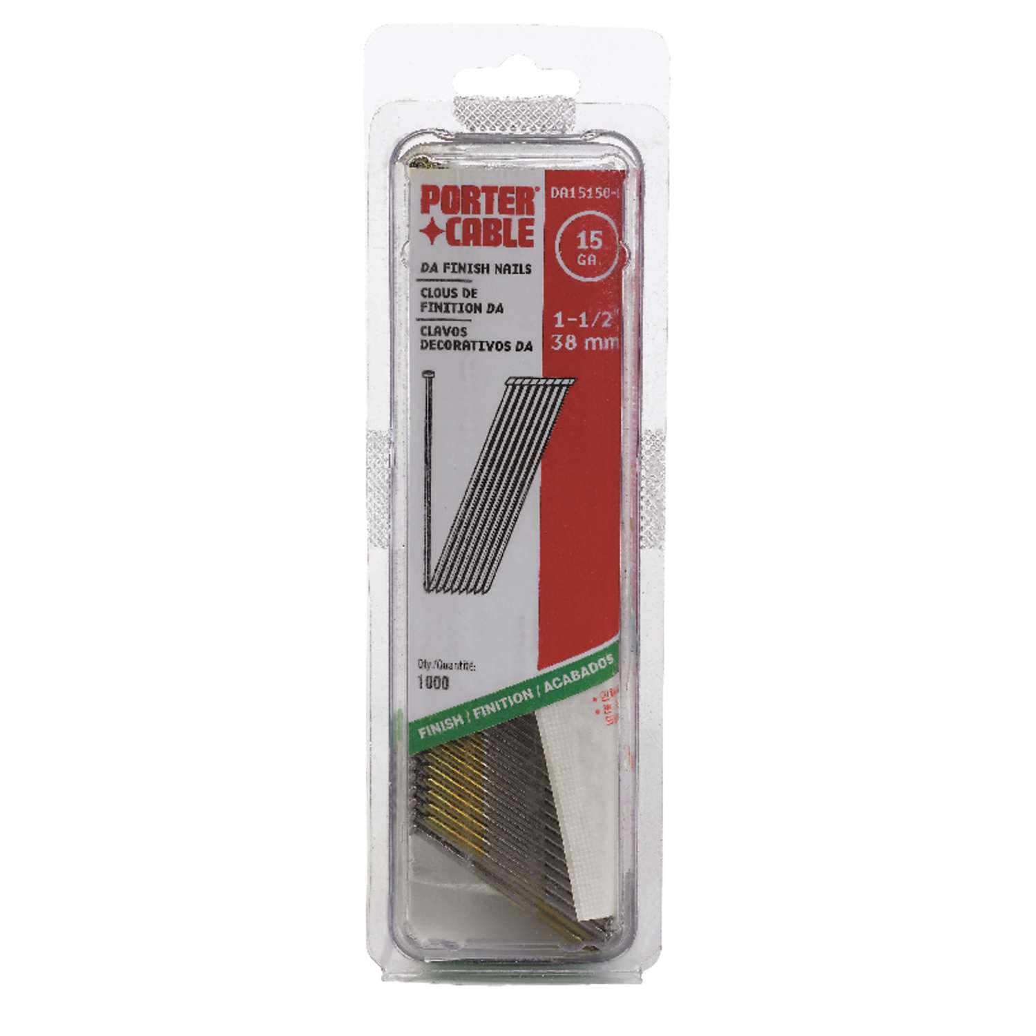 Porter Cable 11/2 in. 15 Ga. Angled Strip Bright Finish Nails 34 deg 1,000 pk Ace Hardware