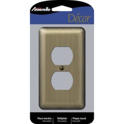 Amerelle Devon Brushed Brass Brass 1 gang Stamped Steel Duplex Outlet Wall Plate 1 pk