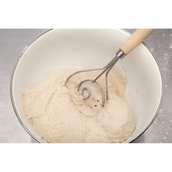 Harold Import Brown/Silver Stainless Steel/Wood Dough Wisk