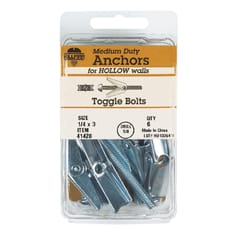 HILLMAN 1/4 in. D X 3 in. L Round Zinc-Plated Steel Toggle Bolt 6 pk