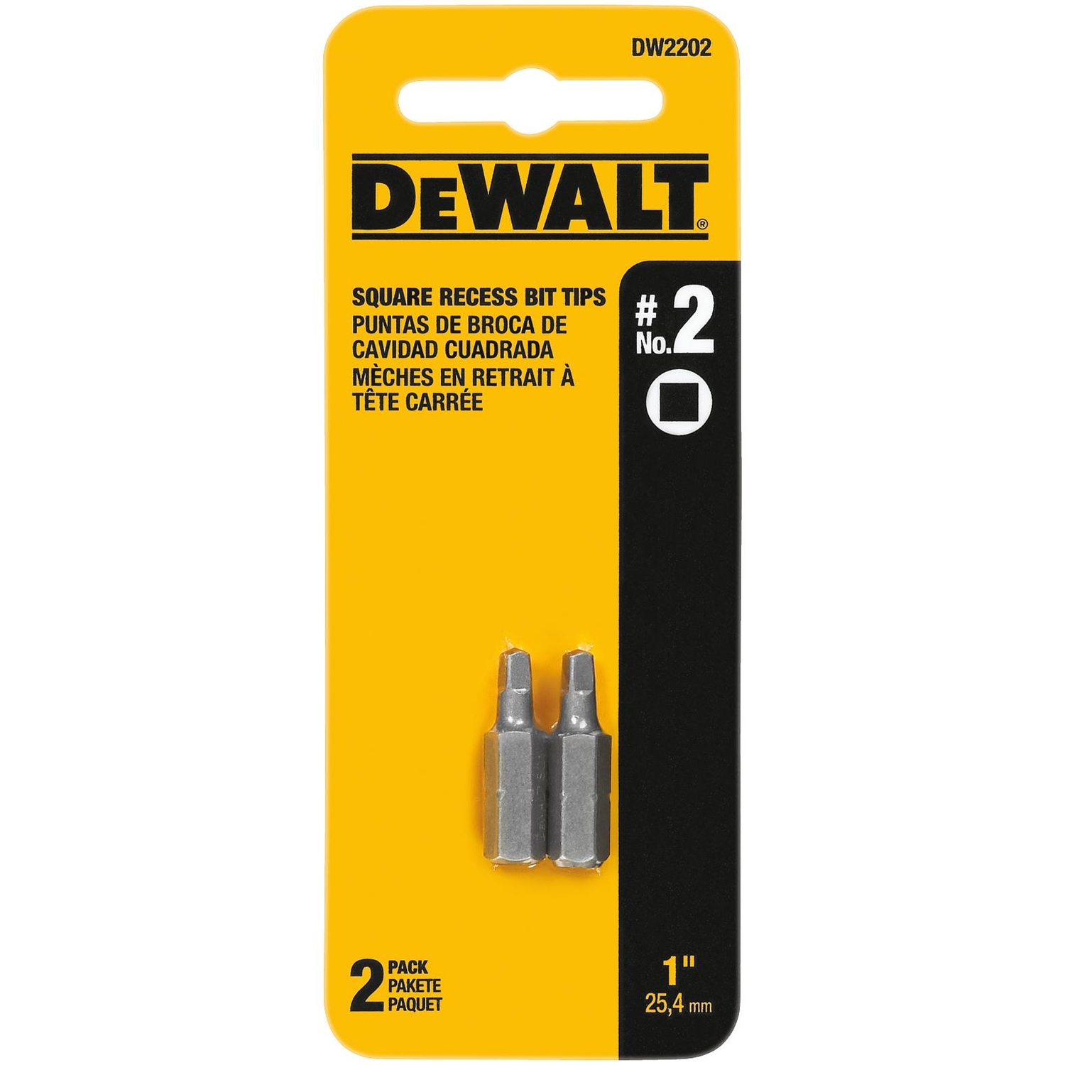 Photos - Drill Bit DeWALT Square Recess #2 X 1 in. L Screwdriver Bit Heat-Treated Steel 2 pc 