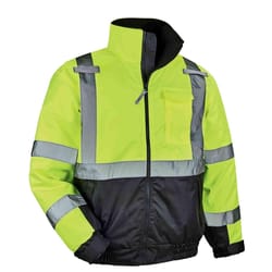 Ergodyne GloWear XXL Long Sleeve Unisex Hooded Bomber Jacket Lime