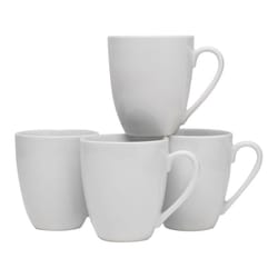 Layla 12 oz White Porcelain Square Mug Mug 4 pc