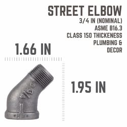 STZ Industries 3/4 in. MIP each X 3/4 in. D FIP Black Malleable Iron 45 degree Street Elbow