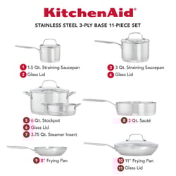 KitchenAid Brushed Stainless Steel Cookware Set Silver
