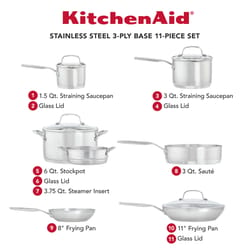 KitchenAid Brushed Stainless Steel Cookware Set Silver