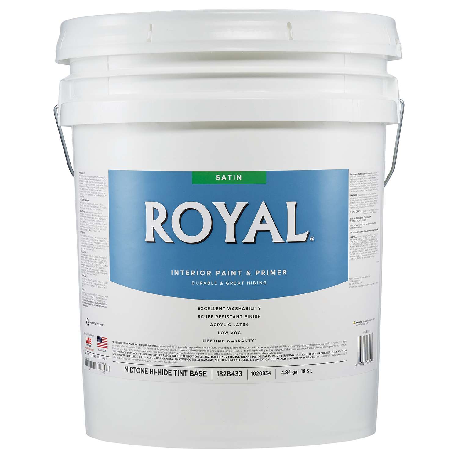 Royal Satin Tint Base MidTone Base Paint and Primer Interior 5 gal