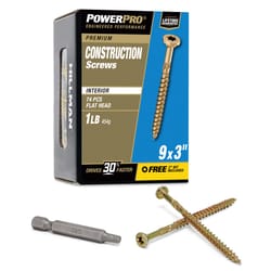 HILLMAN Power Pro No. 9 X 3 in. L Star Yellow Zinc Coarse Wood Screws 74 pk