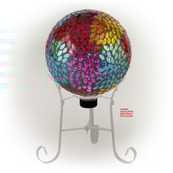 Alpine Multicolored Glass 12 in. H X 10 in. L X 10 in. W Leaf Gazing Ball