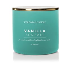 Colonial Candle Pop of Color Blue/Copper Vanilla Sea Salt Scent Candle Jar 14.5 oz