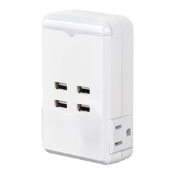 Globe Electric Grounded 2 outlets Adapter with USB/Nightlight 1 pk